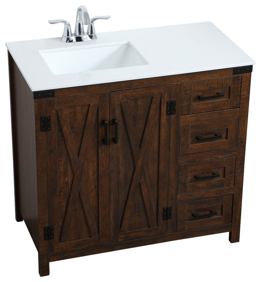Home Living 19" Modern Espresso-Light Bathroom Vanity, Espresso