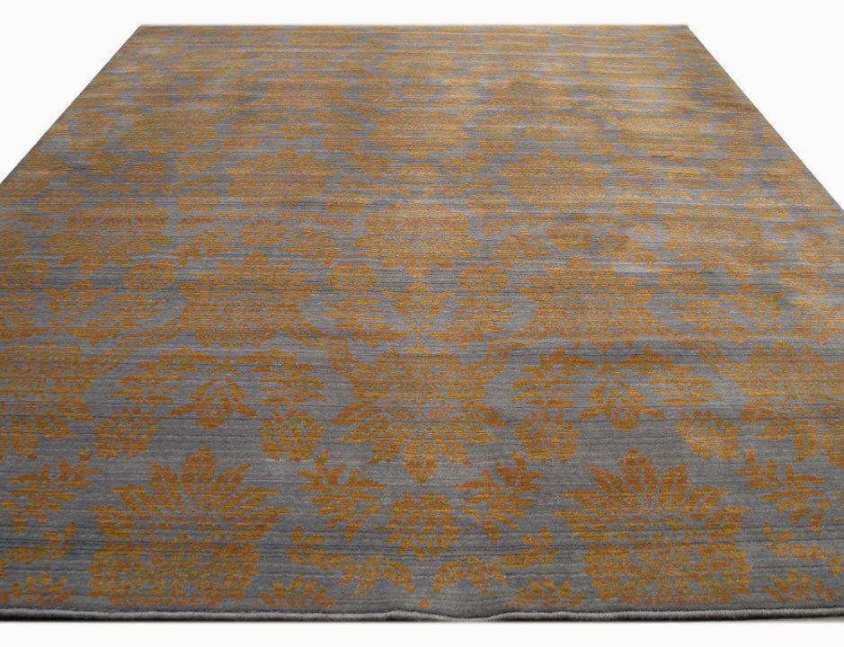 Blue Transitional Floral Himalaya Area Rug, 7'10x11'2