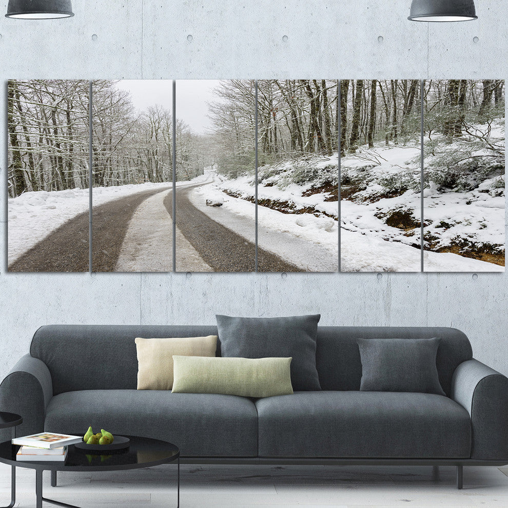 Snow Storm at Piornedo Spain, Large Landscape Canvas Art, 70"x28", 6 Panels