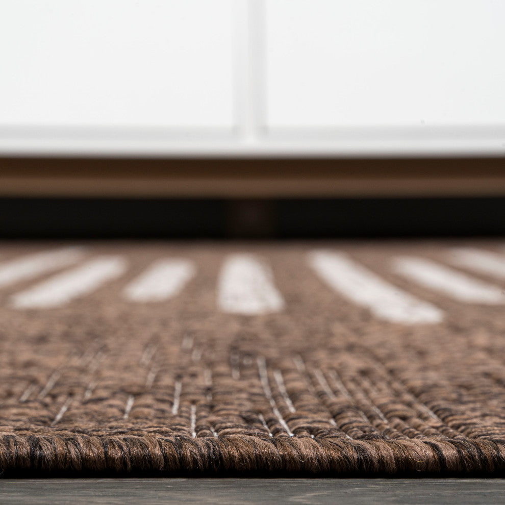 Zolak Berber Stripe Indoor/Outdoor Rug, Brown/Beige, 2 X 10