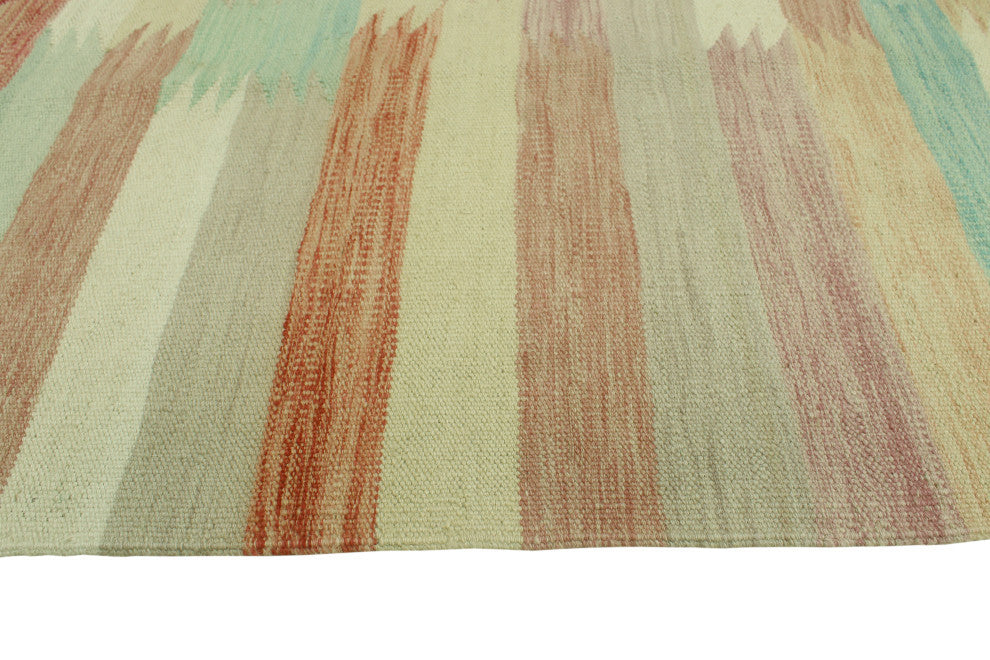 Sun Faded Flatweave Jaan Blue/Rust Rug, 6'5 x 9'8