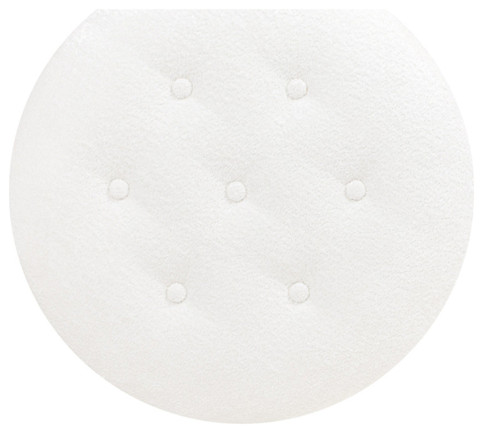 Yolanda 24" Upholstered Round Accent Ottoman, Almond White Chenille