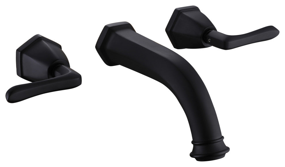 2-Handle Newly Trendy Wall Mounted Bathroom Faucet, Matte Black