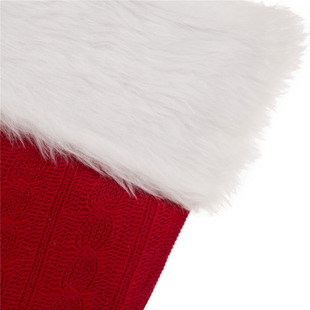 2pk 20.00''L Knitted Stocking WithFaux Fur Cuff
