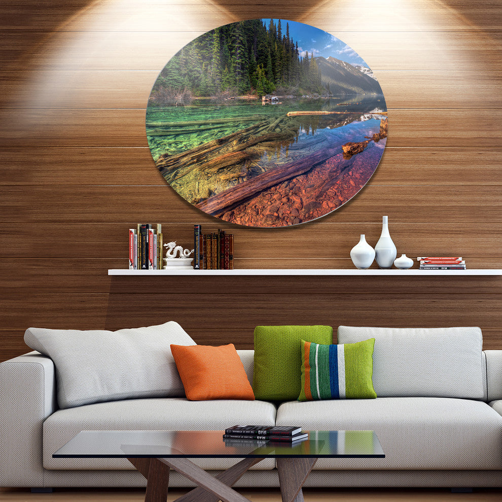 Beautiful View Of Mountain Lake, Landscape Art Round Wall Art, 11"