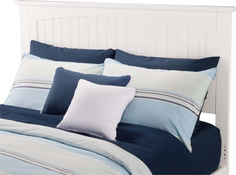 AFI Nantucket Full Wood Panel Headboard with USB Charging Station in White