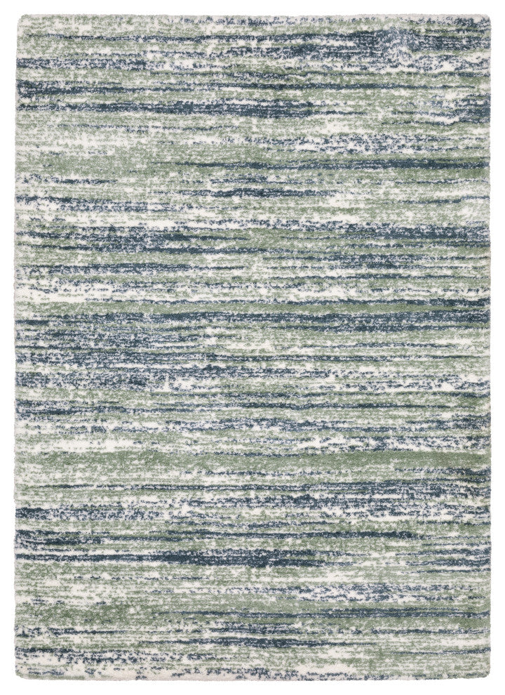 Greer Modern Distressed Stripe Blue/ Green Area Rug, 3'10" x 5'5"