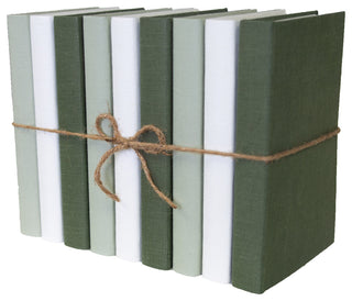 Decorative Books - Ivy Cream Linen Wrapped Book Bundle - 1 foot of Green Books
