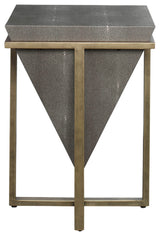 Uttermost 25123 Bertrand 19"W Faux Leather Top Iron Side Table - Aged Gold