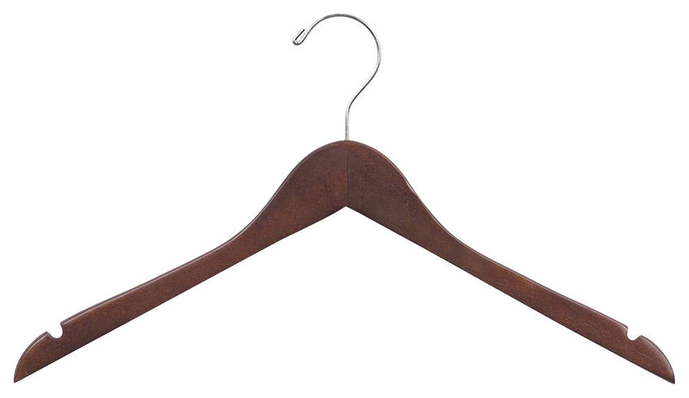 Rubberized Wooden Top Hangers With Walnut Finish, Box of 100