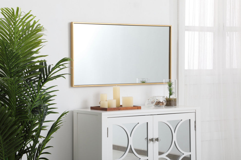 Home Living Metal Frame Rectangle Mirror 18", Brass