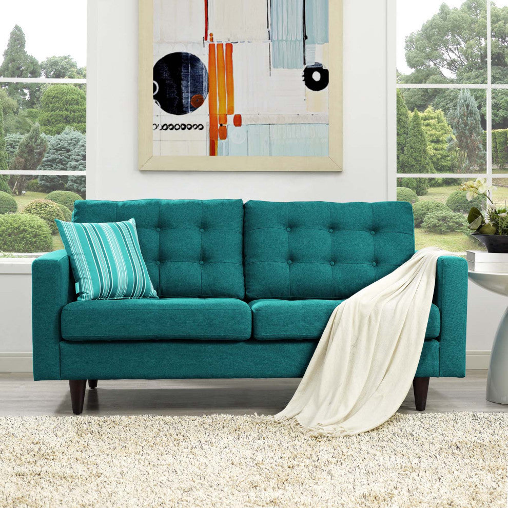 Teal Empress Upholstered Fabric Loveseat