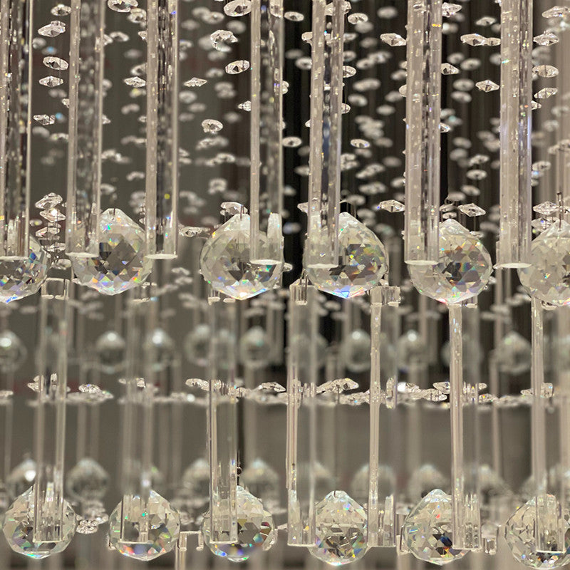 Tourrette-Levens | Modern Crystal LED Ceiling Chandelier with Square Base, 6 Lights, Warm Light