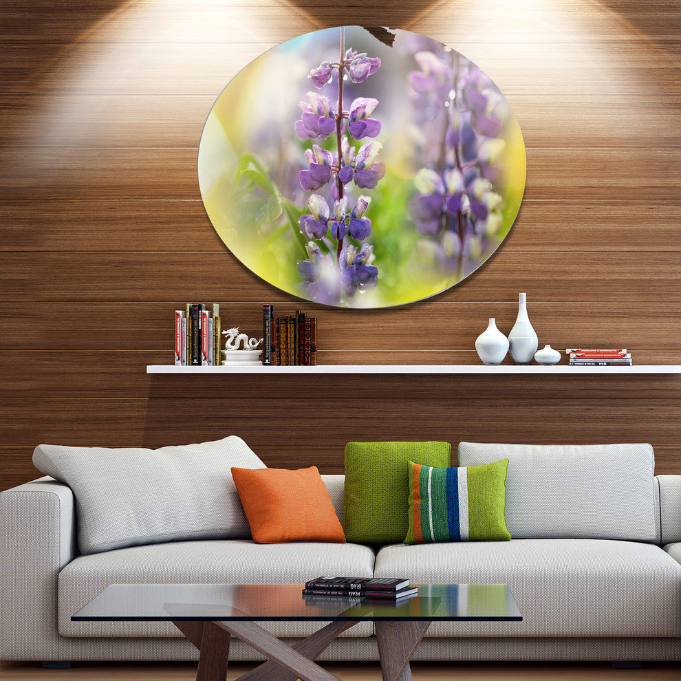 Beautiful Blue Lupin Flowers, Flower Round Metal Wall Art, 11"