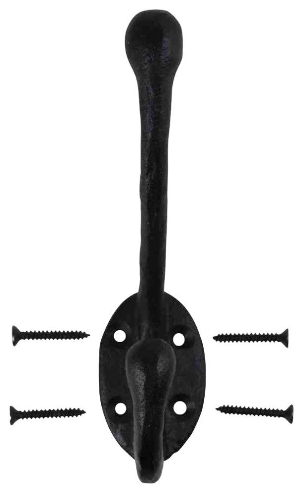 10 Wrought Iron Double Hook Black for Coats Towels Robes |