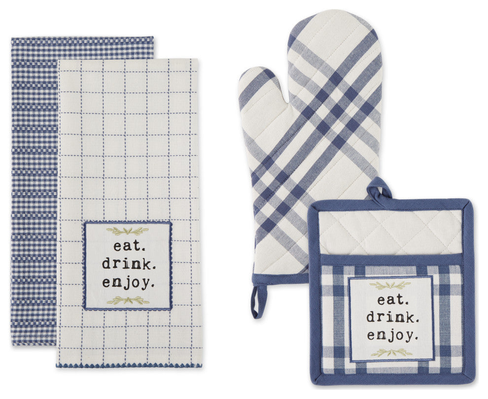 French Blue Home Sweet Farmhouse Kitchen (Set of 4)