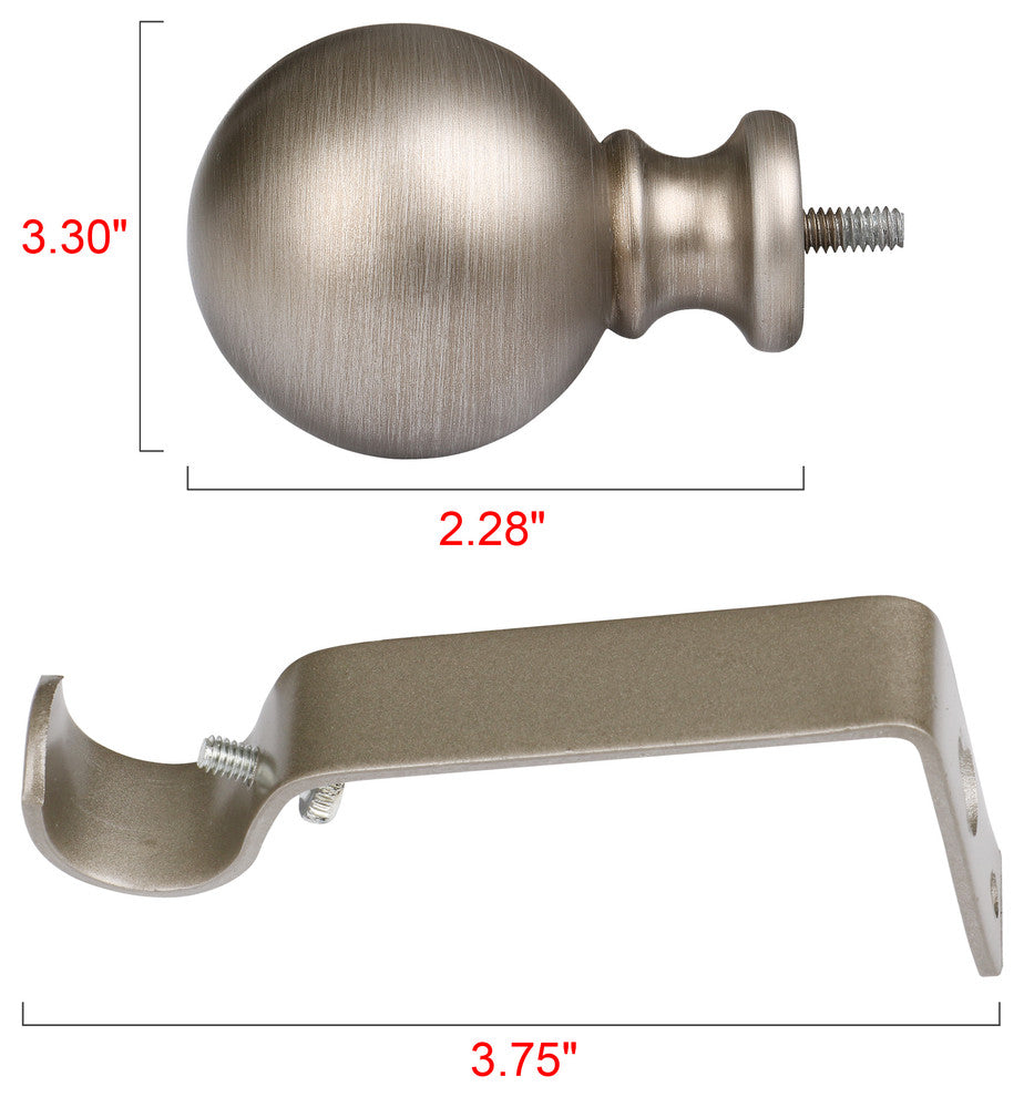 Utopia Alley Curtain Rod With Round Finials, 48-86", Satin Nickel