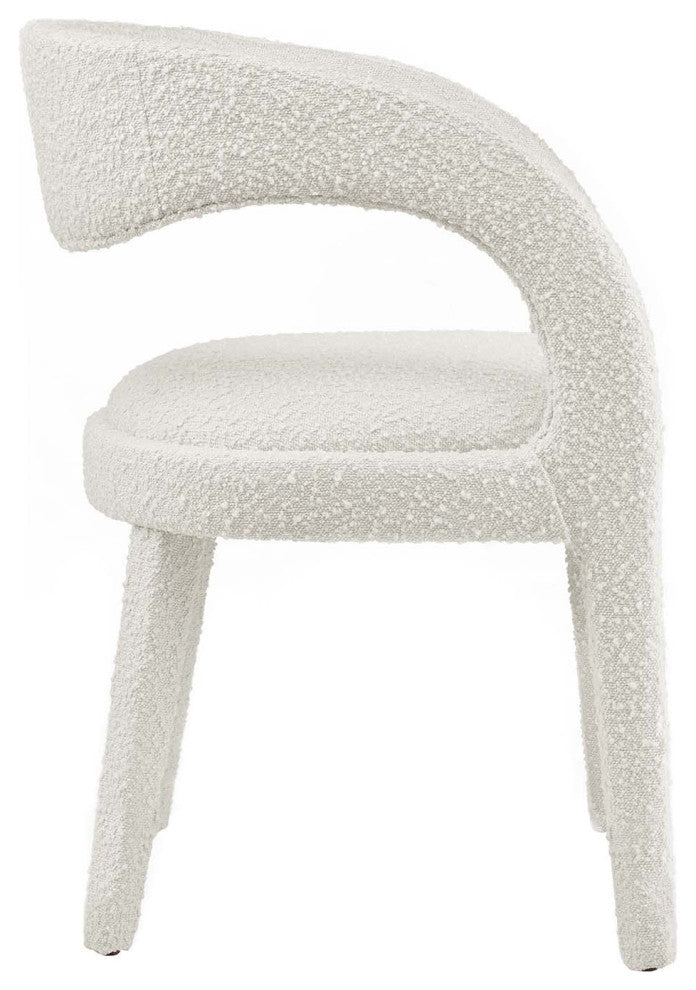 Pinnacle Boucle Upholstered Dining Chair Set of 2, Ivory
