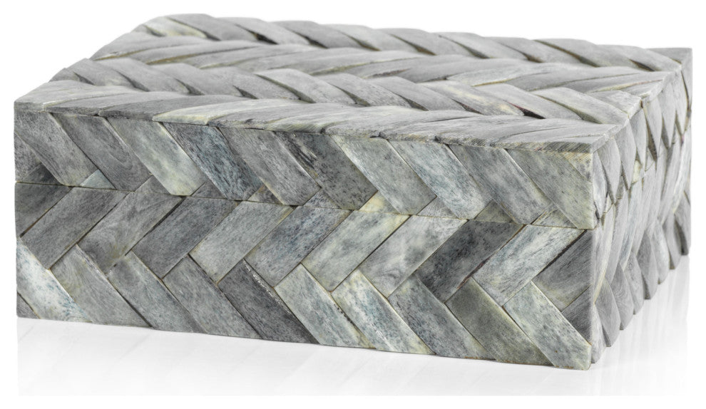 Montgeron Woven Bone Decorative Box, Medium