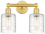 Edison Cobbleskill 2-Light 14" Vanity Light, Satin Gold Finish, Deco Swirl Shade
