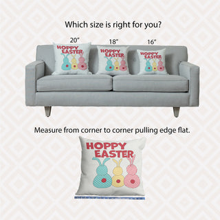 Hoppy Easter Polyester Indoor Pillow, White, 16"x16"