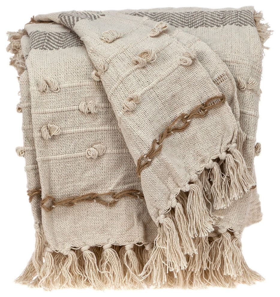 Classic Boho Fringed and Textured Woven Handloom Throw