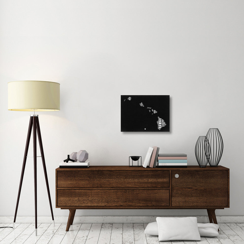 "Hawaii Black and White Map" Fine Art Print