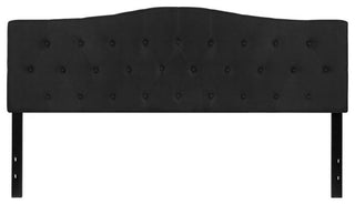 Cambridge Tufted Upholstered King Size Headboard in Black Fabric