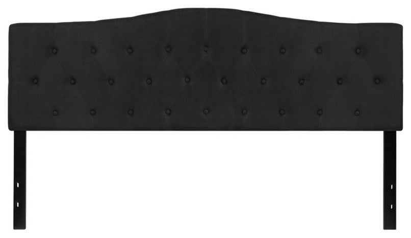 Cambridge Tufted Upholstered King Size Headboard in Black Fabric