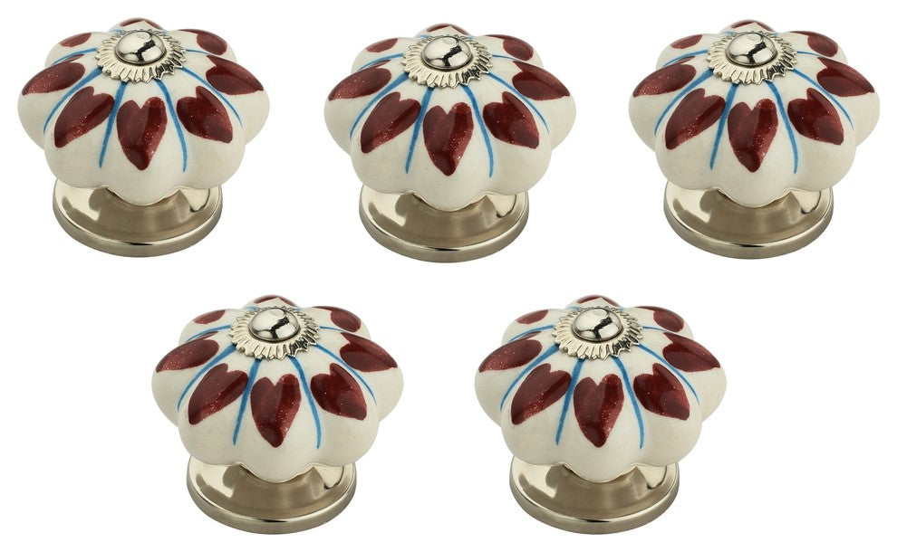 Heart 1-37/50", 44 mm, White Cabinet Knob, Pack of 5