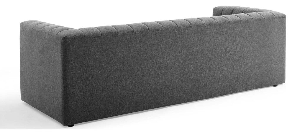 Tufted Sofa, Fabric, Dark Gray, Modern, Living Lounge Hotel Hospitality