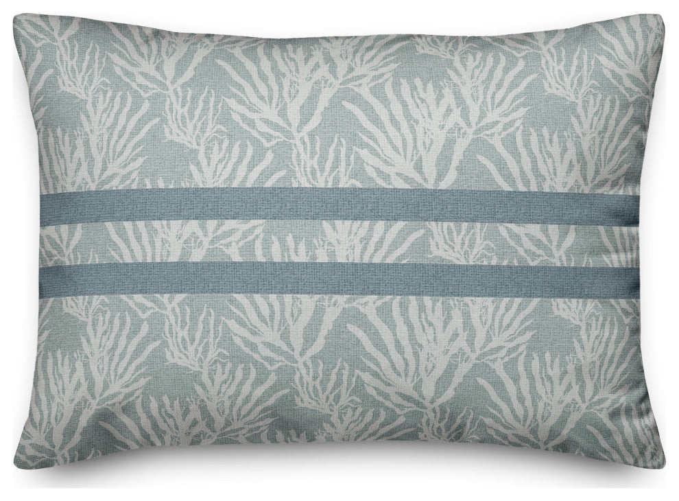 White Coral Blue Stripe on Blue 20 x 14 Spun Poly Pillow
