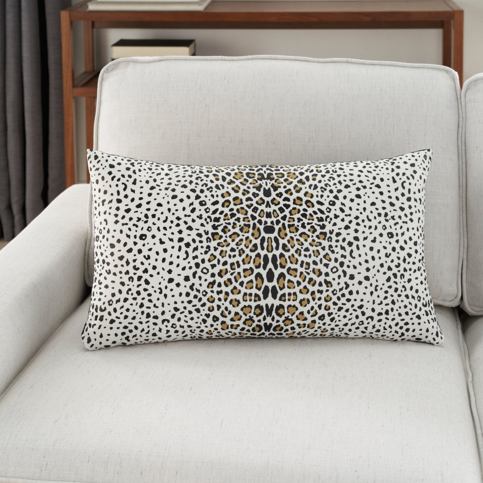 Mina Victory L3392 Throw Pillow, White/Black, 12" x 21"