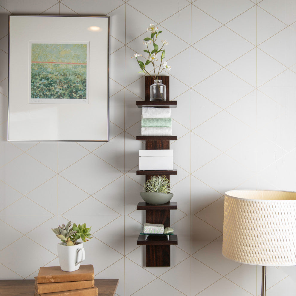 Danya B. Utility Column Spine Wall Shelves, Walnut