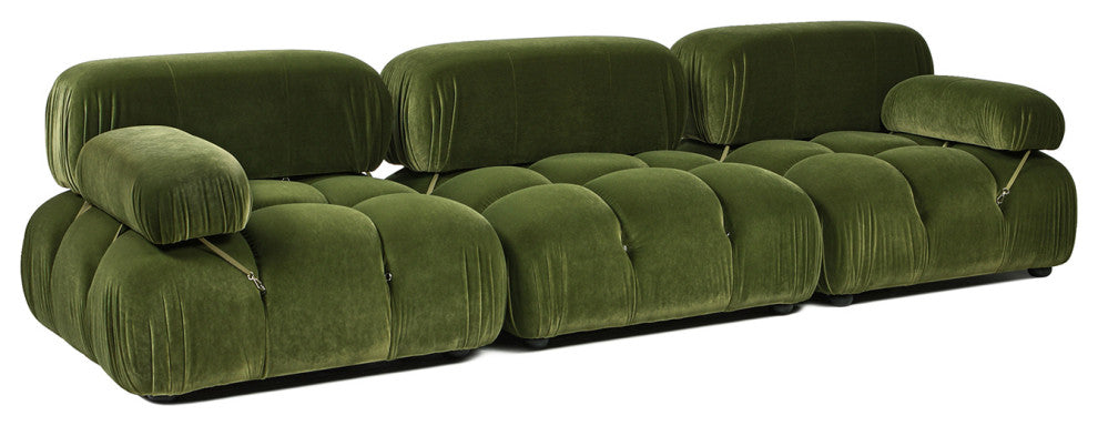 Marcel 109.5" Modular Sofa, Olive Green Performance Velvet