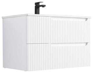 Citiscape Bath Vanity, Textured Drawer Fronts Sink Included, White, 30"