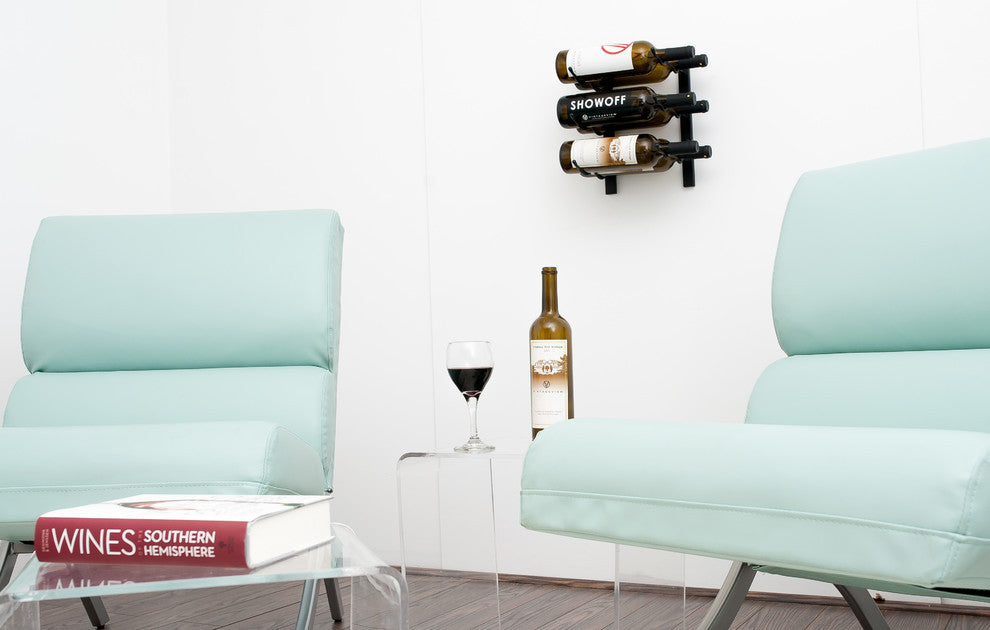 W Series Wine Rack 1 Wall Mounted Metal Wine Rack, Chrome, 6 Bottles (Double Deep)