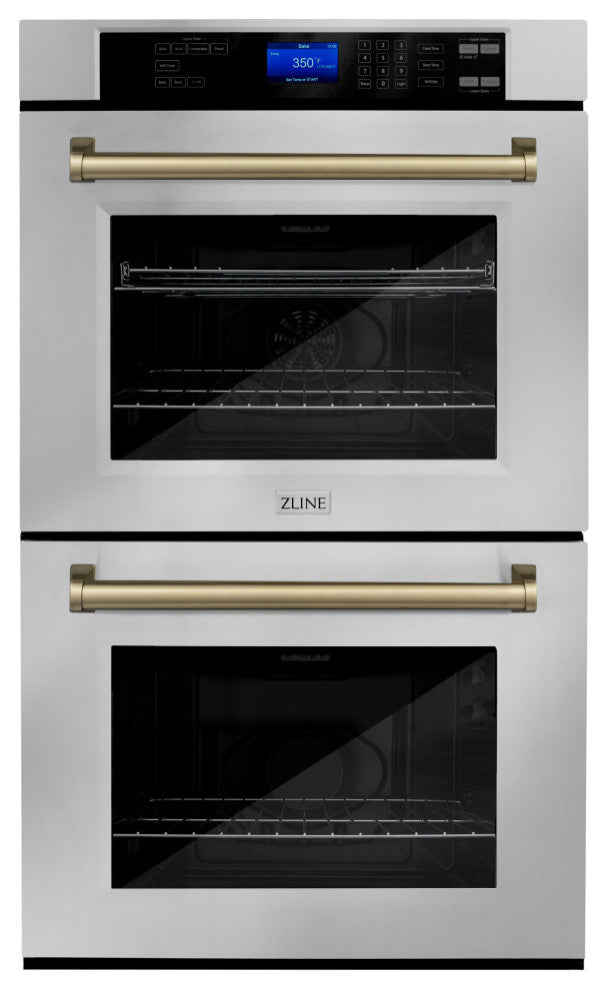 ZLINE Stainless Steel Double Wall Oven With Champagne Bronze, AWDZ-30-CB