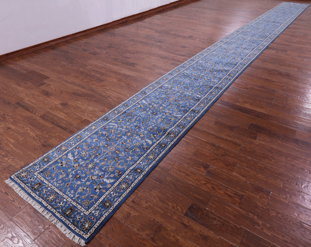 2' 9" X 31' 10" Wool & Silk Persian Nain Handmade Runner Rug - Q14882