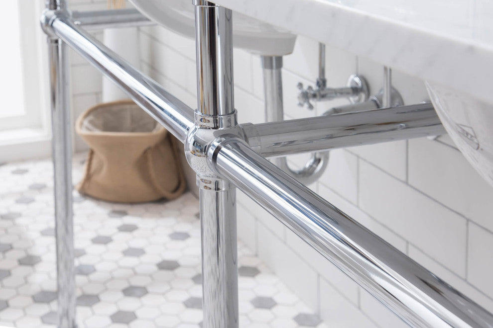 Embassy 72" Wide Double Wash Stand, P-Trap, Countertop With Basin, Faucet