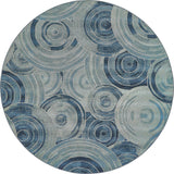 Rug Unique Loom Outdoor Modern Light Blue Round 8' 0 x 8' 0
