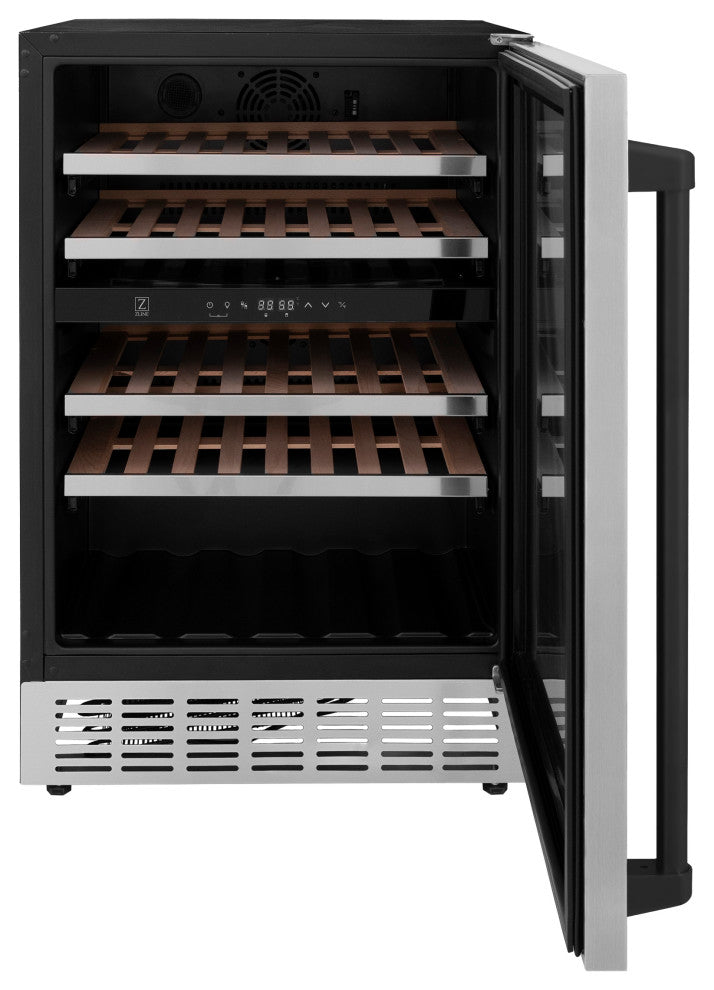 ZLINE 24 In. Wine Cooler, Stainless Steel With Matte Black, RWVZ-UD-24-MB