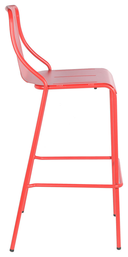 Corrissa Patio Bar Stool in Frosted Red (Set of 4)