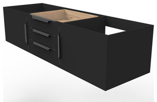 CastelloUSA Alpine 60" Wall Mounted Vanity, Base Only, Black, Black Handles