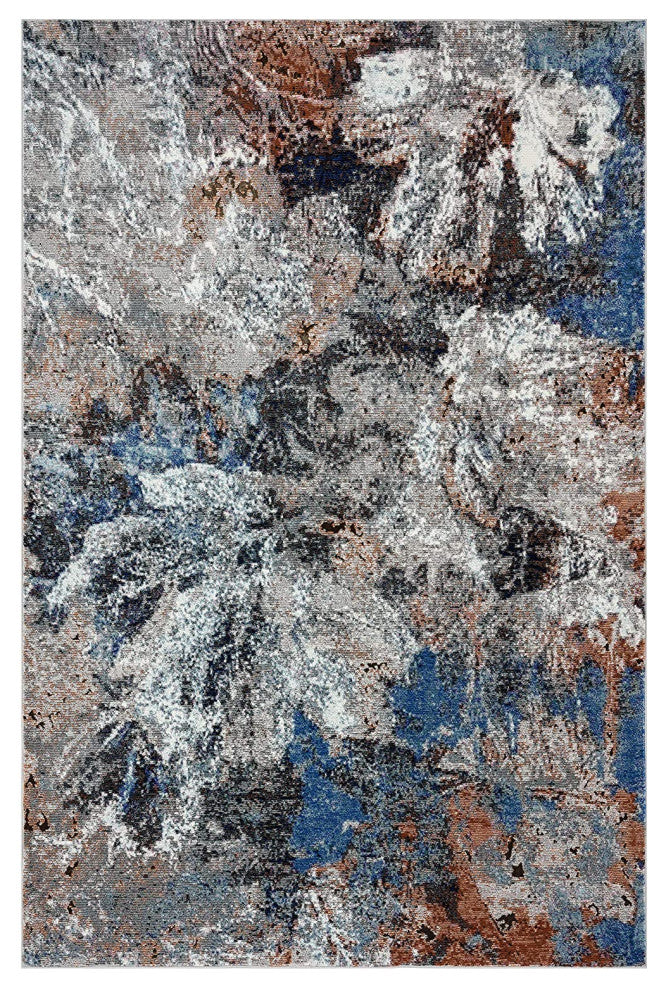 5" x 8" Gray Abstract Foliage Area Rug