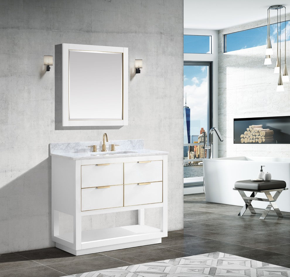 Avanity Allie 36" Vanity Only, White With Matte Gold Hardware