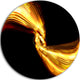 Glowing Golden Lines And Circles, Abstract Digital Round Wall Art, 11"