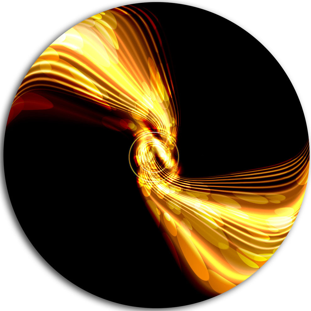 Glowing Golden Lines And Circles, Abstract Digital Round Wall Art, 11"
