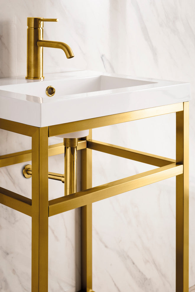 Boston 20" Sink Console, Radiant Gold, White Gloss Top