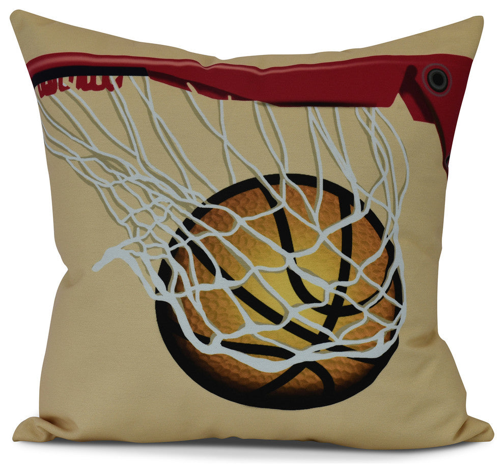 All Net, Geometric Print Pillow, Gold, 18" x 18"